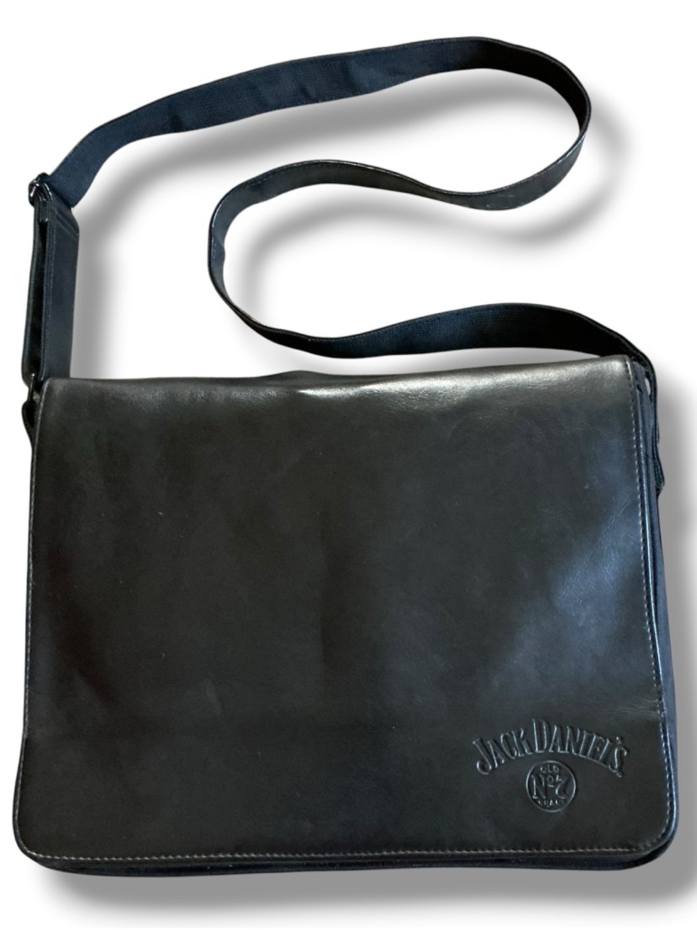 Jack Daniels Black Leather Messenger Satchel